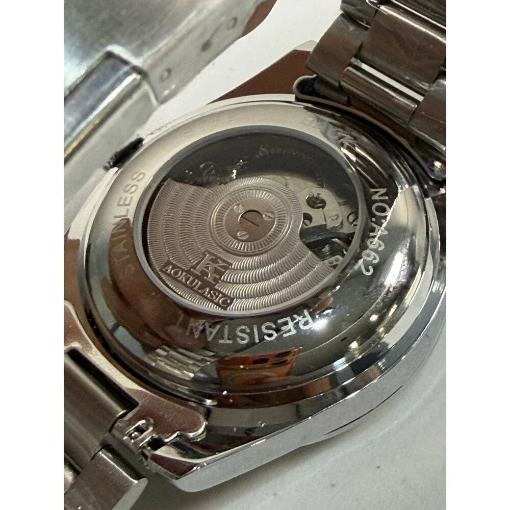Aokulasic Men’s Automatic Skeleton Watch Moon Phase Stainless Steel 42mm